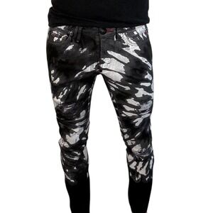 Philipp Plein Super Straight Cut Black White Tie-Dye Jeans Sz 30 | Rare Capsule